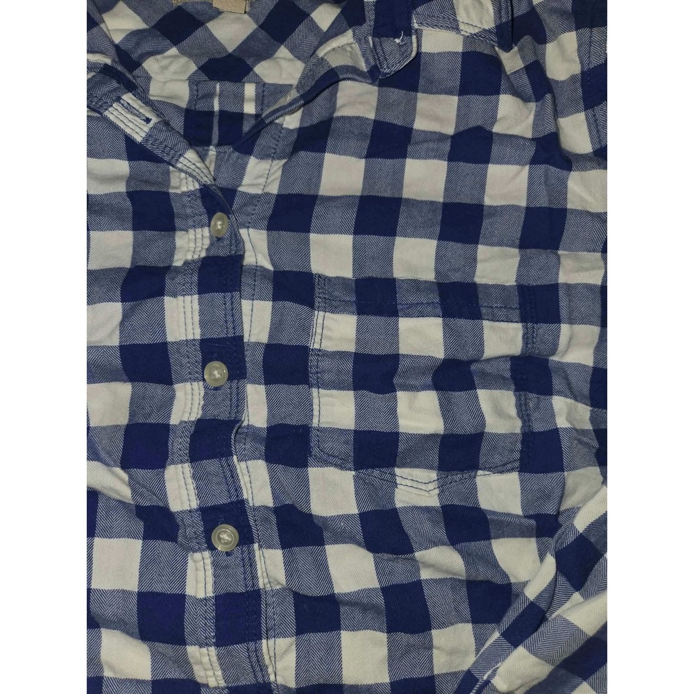 Banana Republic Button Down Shirt Navy White Gingham Soft Wash Cotton Women XS‎ - Picture 6 of 8